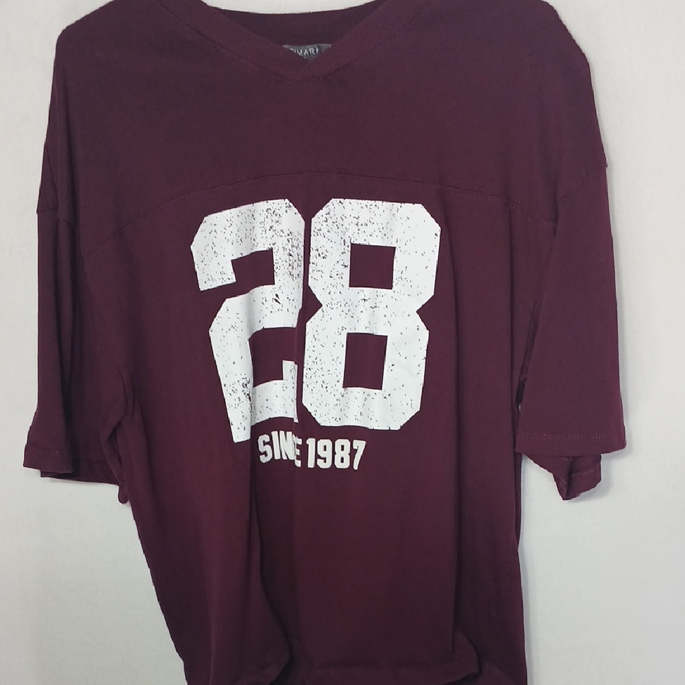 Primark Burgundy Number Print Jersey Top
